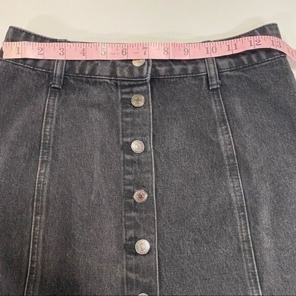 Forever 21 Women's Size Small Black Denim Button Front Y2K Skirt 50B2 - Picture 7 of 7